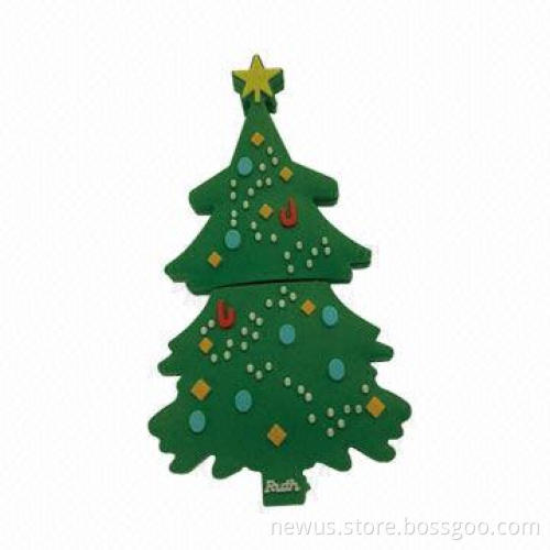 Rubber Christmas Tree Style Flash Memory Drive, Bulk